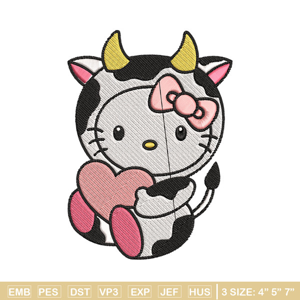 Cow Hello Kitty With Heart Embroidery Design, Hello Kitty Embroidery, Embroidery File, Cartoon shirt, Digital download..jpg