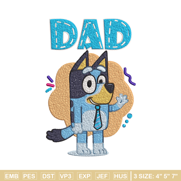 Dad Bluey Embroidery, Bluey Cartoon Embroidery, cartoon Embroidery, cartoon shirt, Embroidery File, Instant download..jpg