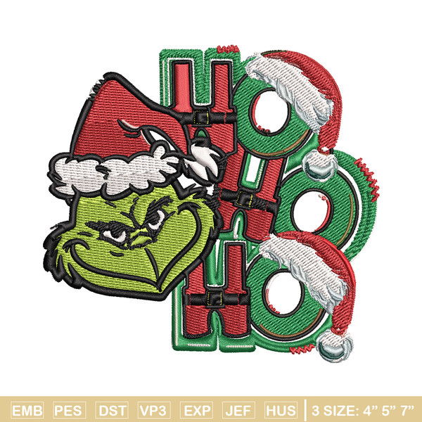 Ho Ho Ho The Grinch Embroidery design, Grinch christmas Embroidery, logo design, Embroidery File, Instant download..jpg