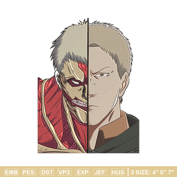 Reiner mode Embroidery Design, Aot Embroidery, Embroidery File, Anime Embroidery, Anime shirt, Digital download.jpg