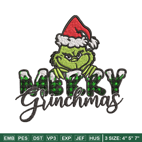 Merry Grinch Embroidery design, Grinch Merry Christmas Embroidery, Grinch design, Embroidery File, Digital download..jpg