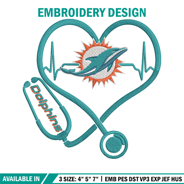 Stethoscope Miami Dolphins embroidery design, Miami Dolphins embroidery, NFL embroidery, logo sport embroidery..jpg