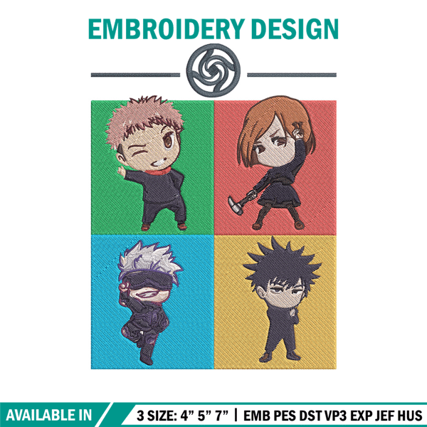 Yuji friends Embroidery Design, Jujutsu Embroidery, Embroidery File, Anime Embroidery, Anime shirt, Digital download..jpg