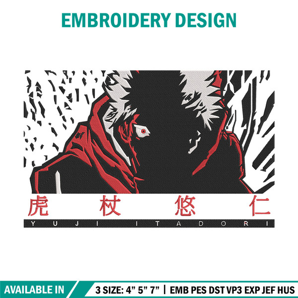 Yuji itadori Embroidery Design, Jujutsu Embroidery, Embroidery File, Anime Embroidery, Anime shirt, Digital download.jpg