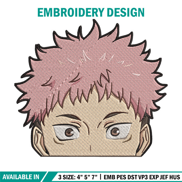 Yuji Peeker Embroidery Design, Jujutsu Embroidery, Embroidery File, Anime Embroidery, Anime shirt, Digital download.jpg