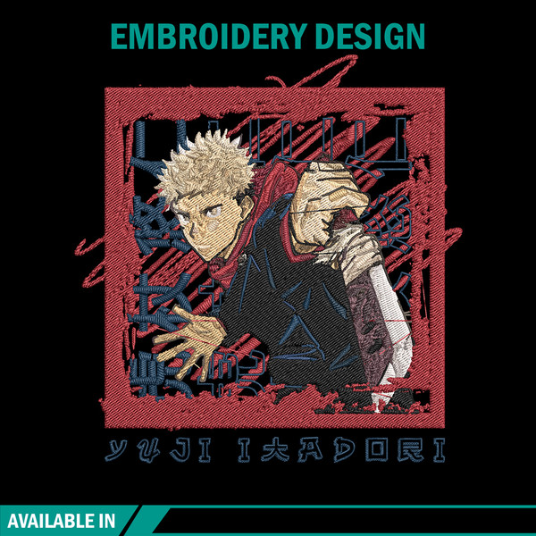 Yuji poster Embroidery Design, Jujutsu Embroidery, Embroidery File, Anime Embroidery, Anime shirt, Digital download..jpg