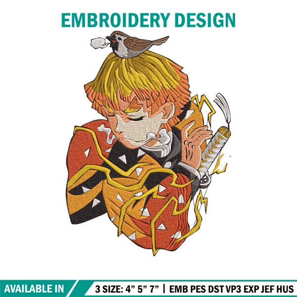 Zenitsu Agatsuma Embroidery Design,Demon slayer Embroidery, Embroidery File,Anime Embroidery,Anime shirt,Digital download.jpg