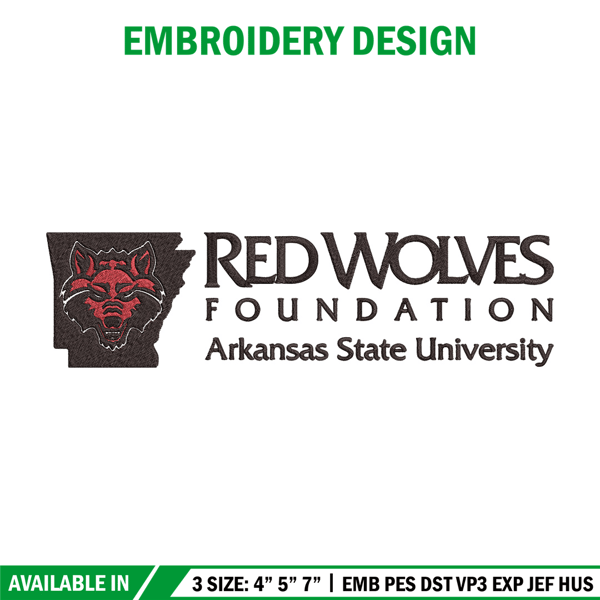 Arkansas State logo embroidery design, NCAA embroidery,Sport embroidery,logo sport embroidery,Embroidery design..jpg