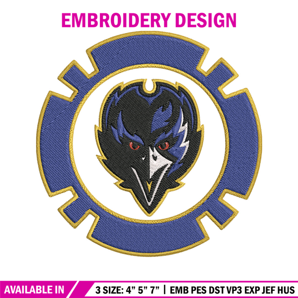 Baltimore Ravens Poker Chip Ball embroidery design, Baltimore Ravens embroidery, NFL embroidery, logo sport embroidery..jpg