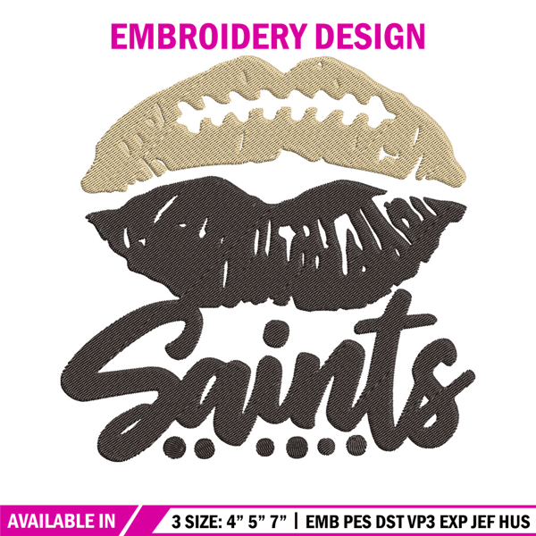 New Orleans Saints lips embroidery design, Saints embroidery, NFL embroidery, logo sport embroidery, embroidery design..jpg
