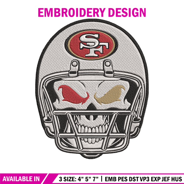 Skull Helmet San Francisco 49ers embroidery design, 49ers embroidery, NFL embroidery, logo sport embroidery..jpg