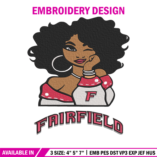 Fairfield University girl embroidery design, NCAA embroidery, Embroidery design, Logo sport embroidery,Sport embroidery.jpg