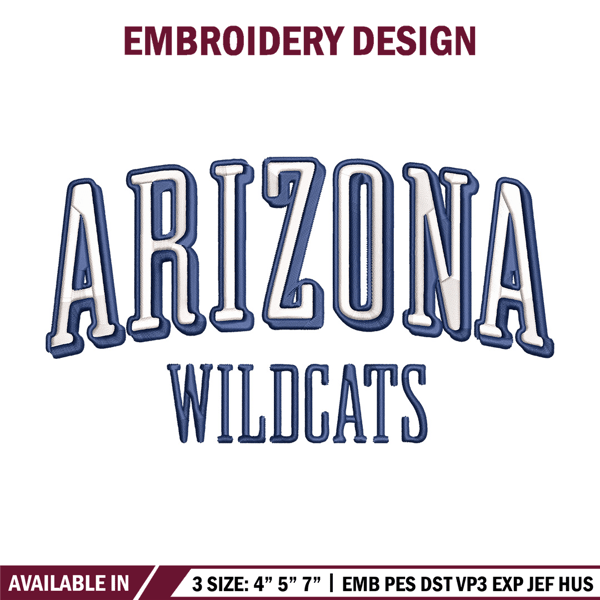 Arizona Wildcats logo embroidery design, NCAA embroidery, Embroidery design,Logo sport embroidery,Sport embroidery.jpg