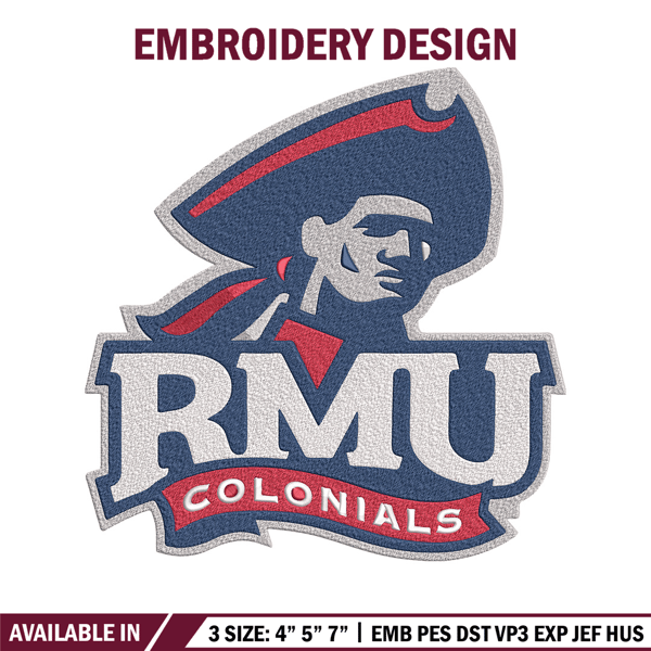 Robert Morris University logo embroidery design,NCAA embroidery,Sport embroidery,logo sport embroidery,Embroidery design.jpg