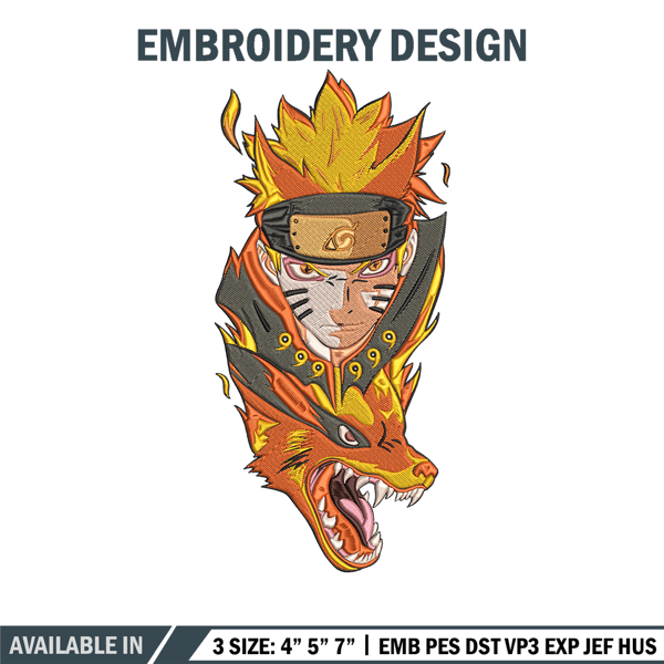 Naruto x kurama Embroidery Design, Naruto Embroidery, Embroidery File, Anime Embroidery, Anime shirt, Digital download.jpg