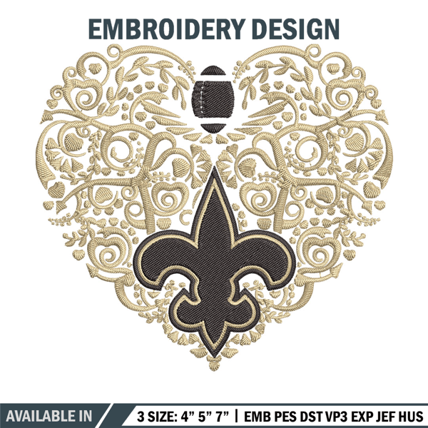 New Orleans Saints Heart embroidery design, New Orleans Saints embroidery, NFL embroidery, logo sport embroidery..jpg