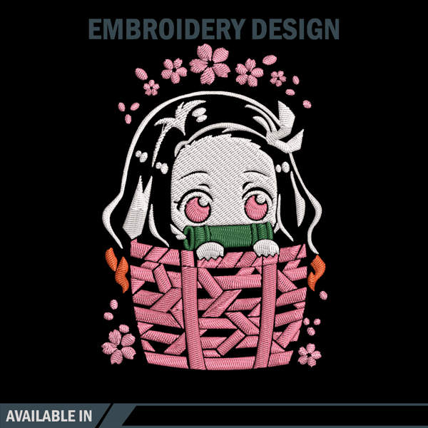 Nezuko chibi cute Embroidery Design, Demon slayer Embroidery, Embroidery File, Anime Embroidery, Digital download.jpg