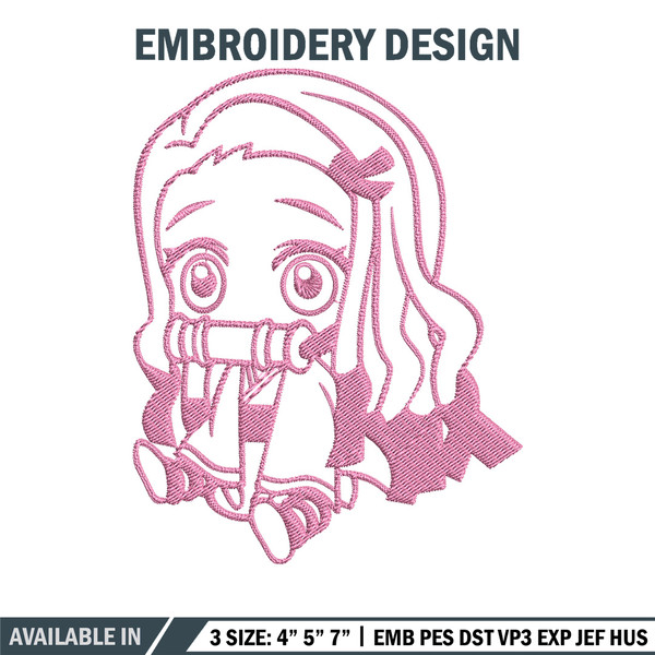 Nezuko chibi Embroidery Design, Demon slayer Embroidery, Embroidery File, Anime Embroidery, Digital download..jpg