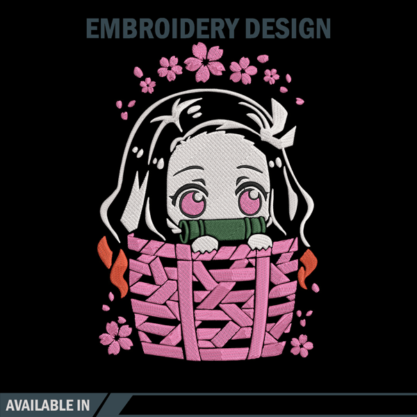 Nezuko chibi Embroidery Design, Demon slayer Embroidery, Embroidery File, Anime Embroidery,Digital download..jpg