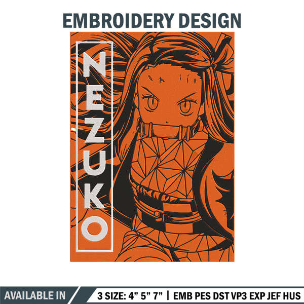 Nezuko kamado Embroidery Design, Demon slayer Embroidery,Embroidery File, Anime Embroidery, Anime shirt,Digital download.jpg