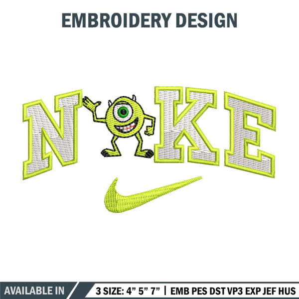 Nike x mike embroidery design, Disney embroidery, Nike design, Embroidery shirt, Embroidery file, Digital download.jpg