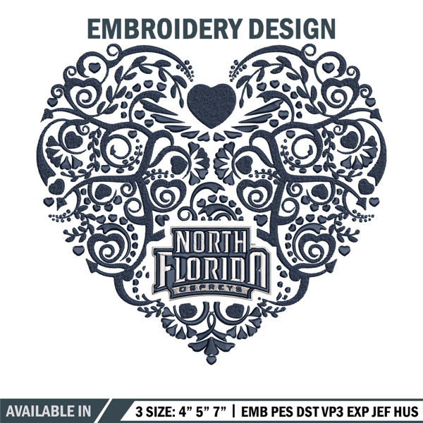 North Florida heart embroidery design, Sport embroidery, logo sport embroidery, Embroidery design,NCAA embroidery.jpg