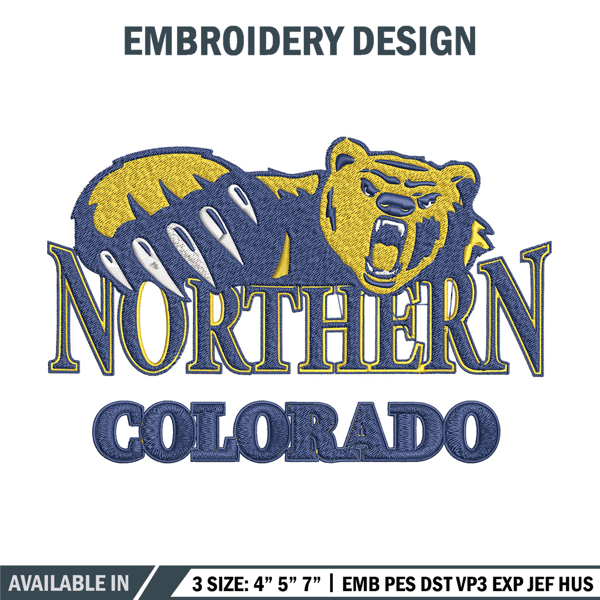 Northern Colorado logo embroidery design, College embroidery,Sport embroidery, logo sport embroidery, Embroidery design.jpg