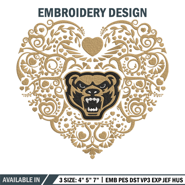 Oakland University heart embroidery design, NCAA embroidery,Sport embroidery, Embroidery design,Logo sport embroidery..jpg