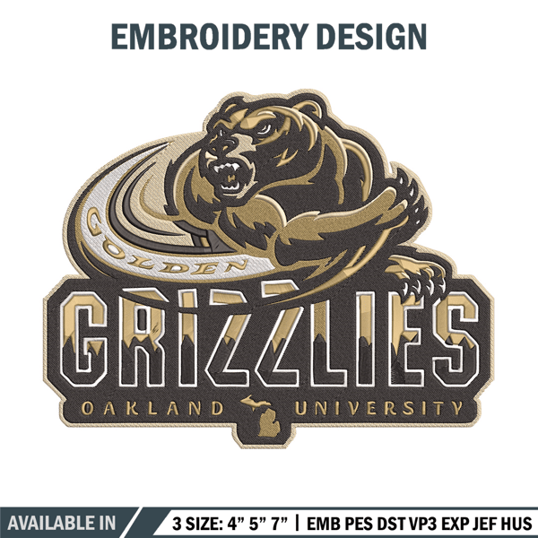 Oakland University logo embroidery design, Sport embroidery, logo sport embroidery, Embroidery design, NCAA embroidery.jpg