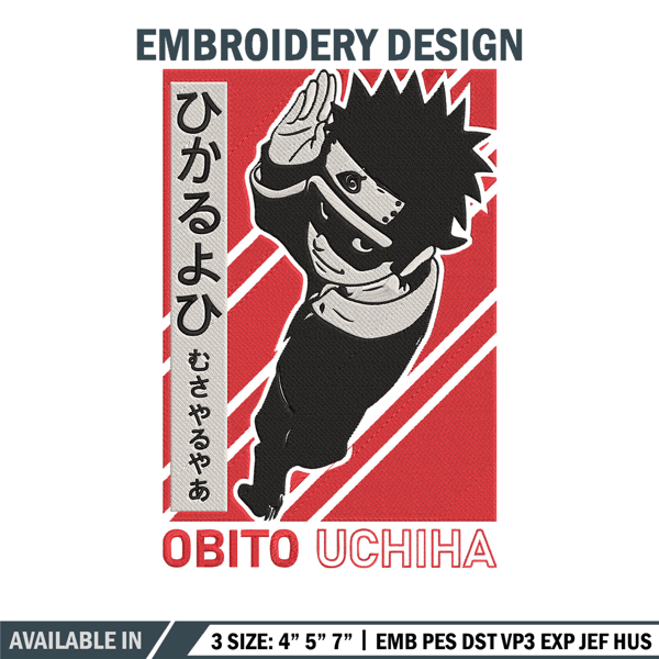 Obito uchiha Embroidery Design, Naruto Embroidery, Embroidery File, Anime Embroidery, Anime shirt, Digital download.jpg