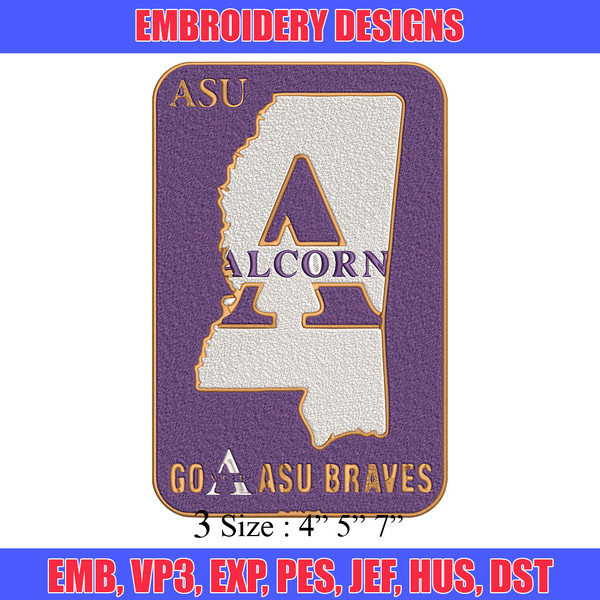 Alcorn State logo embroidery design, Logo embroidery, Sport embroidery, logo sport embroidery, Embroidery design.jpg