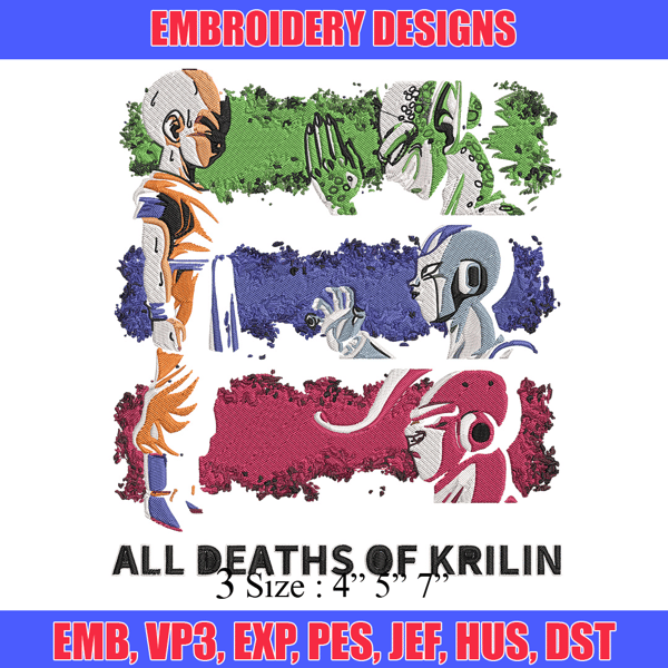 All deaths of krilin Embroidery Design, Dragonball Embroidery, Embroidery File, Anime Embroidery, Digital download.jpg