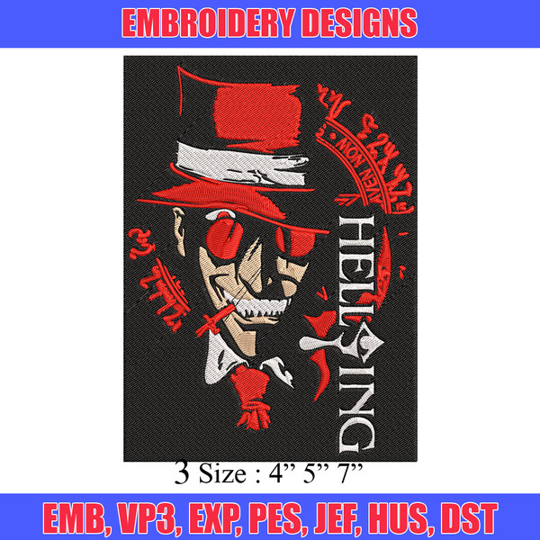 Alucard Poster Embroidery Design, Hellsing Embroidery, Embroidery File, Anime Embroidery, Anime shirt, Digital download.jpg