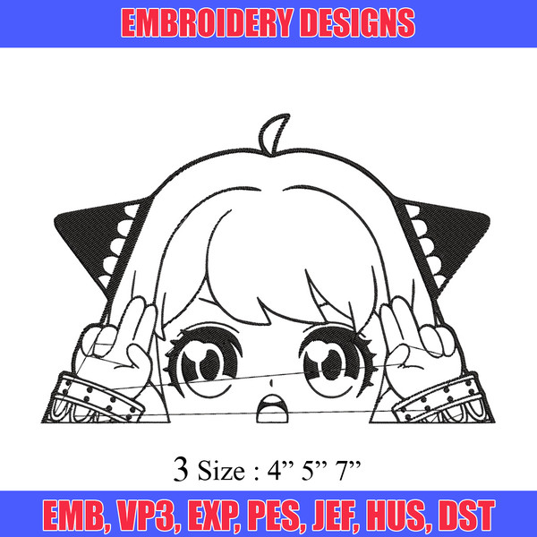 Anya cute Embroidery Design, Spy x family Embroidery, Embroidery File, Anime Embroidery, Anime shirt, Digital download.jpg