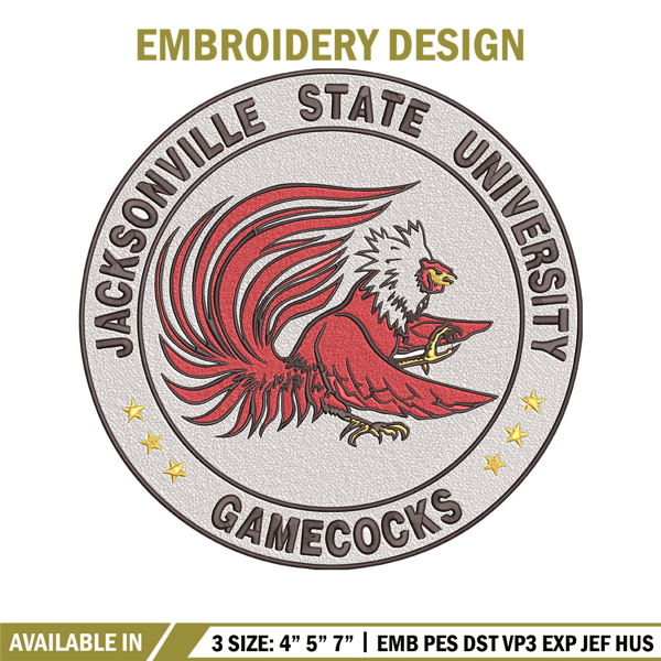 Jacksonville State logo embroidery design,NCAA embroidery, Sport embroidery,logo sport embroidery,Embroidery design.jpg