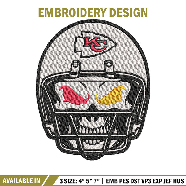 Kansas City Chiefs Skull Helmet embroidery design, Kansas City Chiefs embroidery, NFL embroidery, logo sport embroidery.jpg