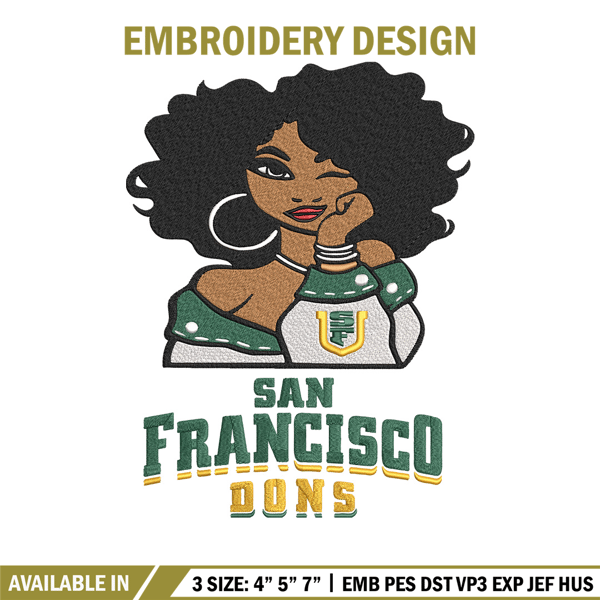 San Francisco Dons girl embroidery design, NCAA embroidery, Embroidery design, Logo sport embroidery,Sport embroidery.jpg