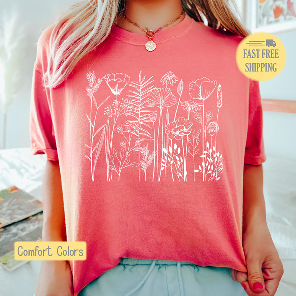 Flower Garden Shirt, Floral Sweatshirt, Flowers Tshirt, Springtime Tee Shirt, Flower Lover Gift, Comfort Colors, Trending Now, Popular Now.jpg