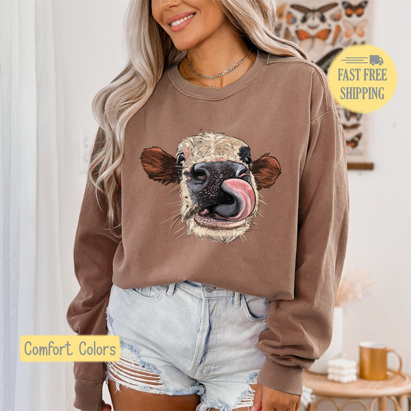 Funny Cow Sweatshirt, Cow Tshirt, Farm Life Tee Shirt, Farming Animal Shirt, Gift for Cow Lover, Comfort Colors, Trending Now.jpg