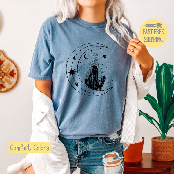Moon Rock Shirt, Celestial Sweatshirt, Sun Moon Stars Tee Shirt, Universe Tshirt, Comfort Colors, Trending and Popular Now.jpg