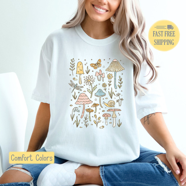 Outdoor Love Graphic Tee, Butterfly Tee Shirt, Mushroom Tshirt, Flower T-shirt, Mushroom Sweatshirt, Comfort Colors, Trending Now, Popular.jpg