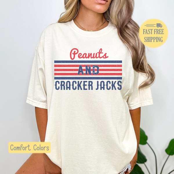 Peanuts and Cracker Jacks, Baseball Mom Shirt, Baseball Sweatshirt, Funny Baseball Shirt, Cute Baseball Tee, Take Me Out to the Ball Game.jpg