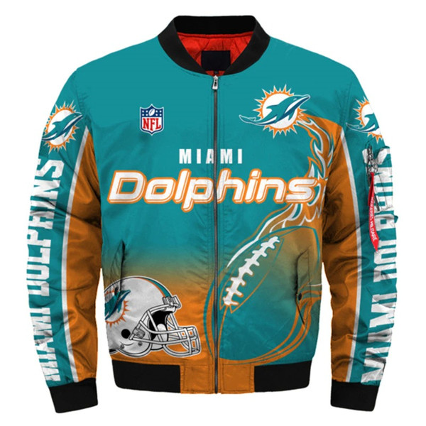 Miami Dolphins Helmet Bomber Jackets Custom Name, Miami Dolphins NFL Bomber Jackets, NFL Bomber Jackets
