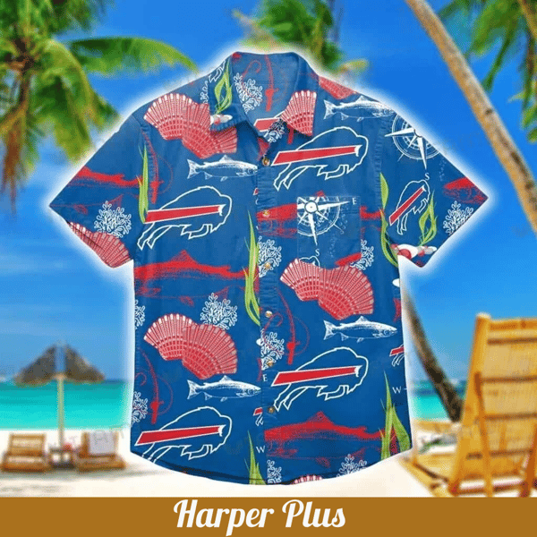 Buffalo Bills Hawaiian Shirt Scallops Coral Fish Pattern, NFL Hawaiian Shirt.jpg