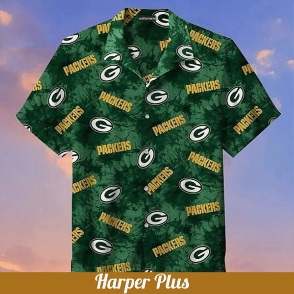 Green Bay Packers Hawaiian Shirt Forest Green Graphic Print.jpg