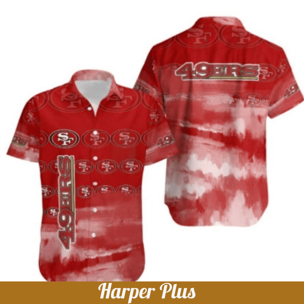 NFL San Francisco 49ers Hawaiian Shirt Beach Gift For Him, NFL Hawaiian Shirt.jpg