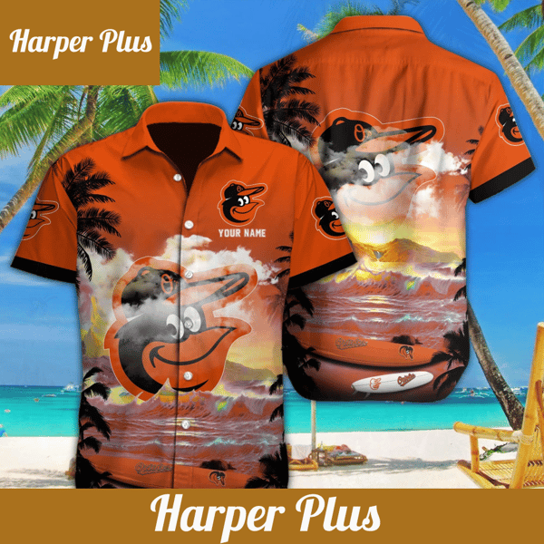 Baltimore Orioles Hawaiian Shirt With Name Customization - Trendy Aloha.jpg