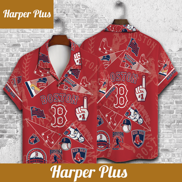 Boston Red Sox Three Dimensional Hawaiian Shirt - Trendy Aloha.png