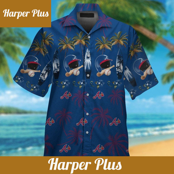 Button Up Short Sleeve Atlanta Braves Tropical Hawaiian Shirt - Trendy Aloha.jpg