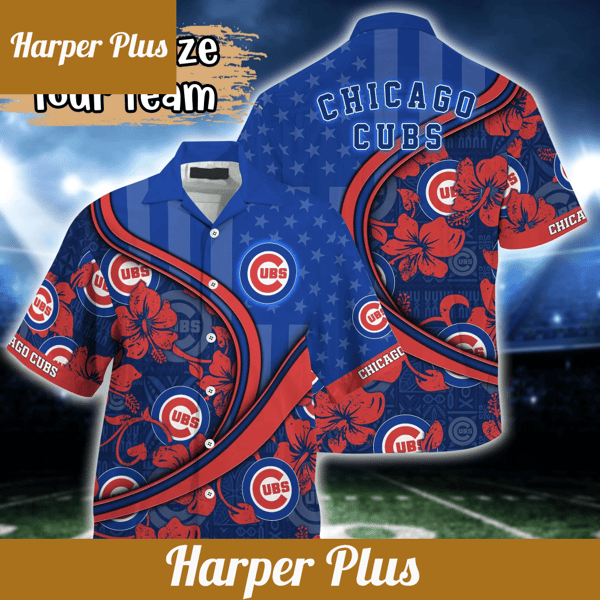 Chicago Cubs MLB Us Flag Hawaiian Shirt Custom Summer Aloha Shirt - Trendy Aloha.png